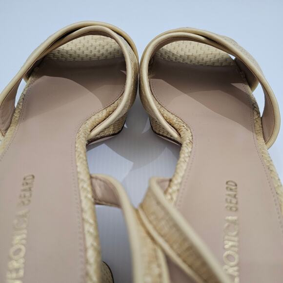 Veronica Beard Danika Sandal Women 9 Natural Raffia Woven Block Heel Ankle Strap - Picture 10 of 14